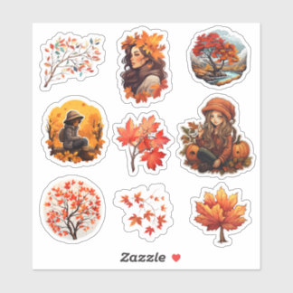 Waterverf Journal Herfst meisje plakboek briefpapi Sticker