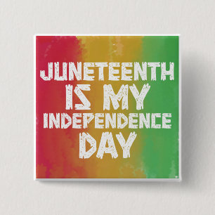 Waterverf Junetetiende is mijn onafhankelijkheidsd Vierkante Button 5,1 Cm