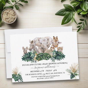 Waterverf Jungle Baby Shower Safari Dierenbaby's Kaart