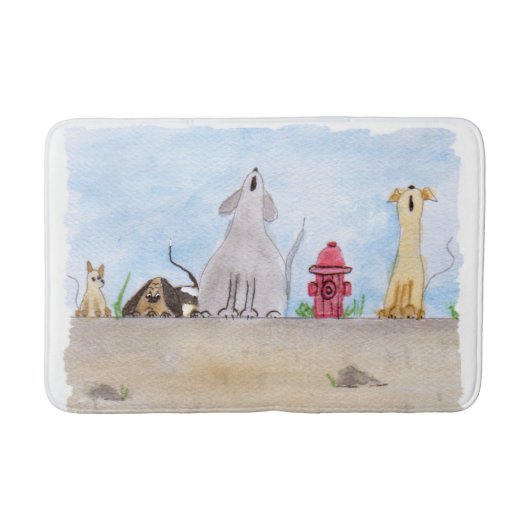Waterverf Junkyard Dogs Bath Mat (Voorkant)