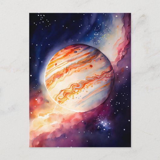Waterverf Jupiter Art Button Briefkaart (Voorkant)