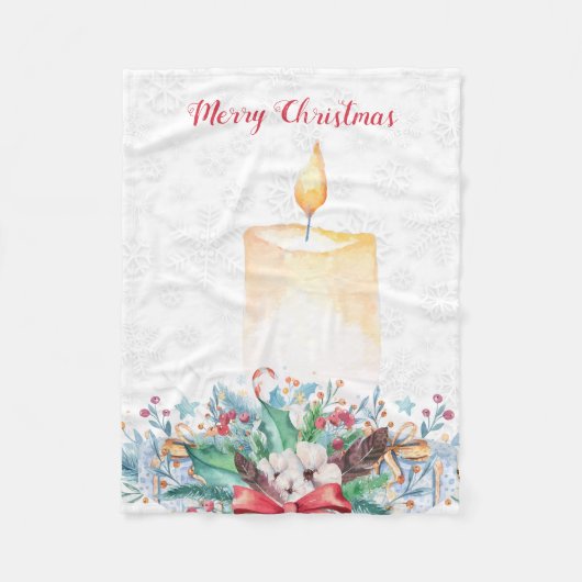 Waterverf Kaars en kerstdecoratie Fleece Deken (Voorkant)