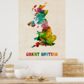 Waterverf kaart Groot-Brittannië Poster (Keuken)