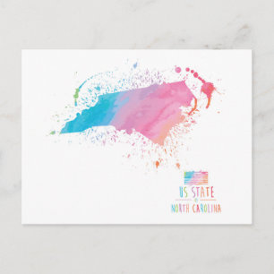 Waterverf-kaart North Carolina Briefkaart