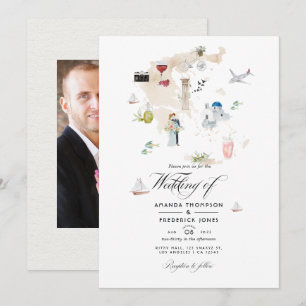 Waterverf kaart van Griekenland uitnodigende uitze