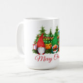 Waterverf kabouters rode vrolijke kerstverlichting koffiemok (Voorkant links)