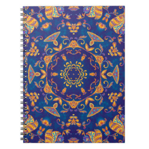 Waterverf kaleidoscoop mandala. Oriënt Notitieboek