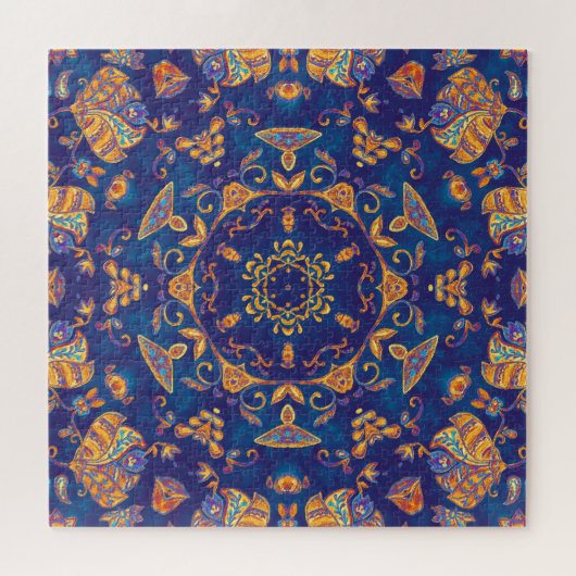 Waterverf Kaleidoscoop Mandala Oriental Design. Legpuzzel (Horizontaal)
