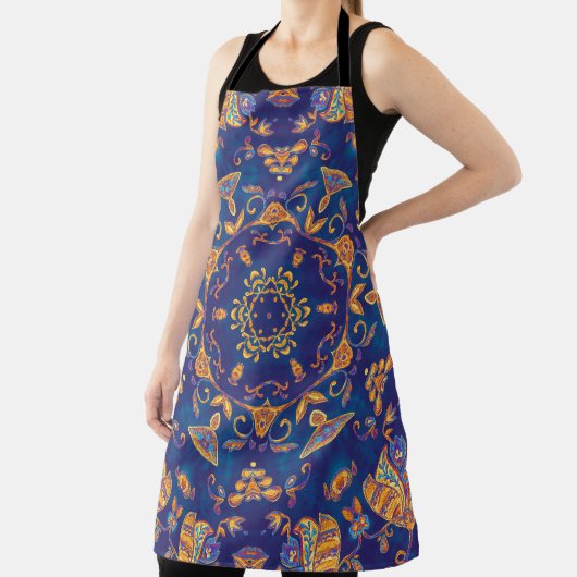 Waterverf Kaleidoscoop Mandala Oriental Design. Schort (Insitu)