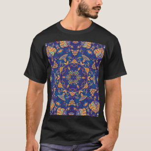 Waterverf Kaleidoscoop Mandala Oriental Design. T-shirt