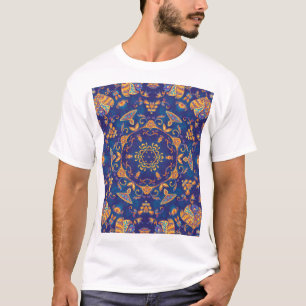 Waterverf Kaleidoscoop Mandala Oriental Design. T-shirt