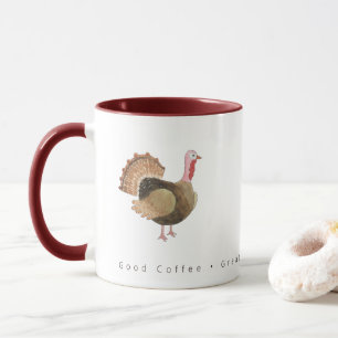 Waterverf Kalkoen Goede Koffie Dankbare Harten Mok