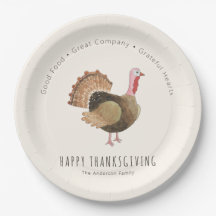 Waterverf Kalkoen Thanksgiving met Dankbare Harten
