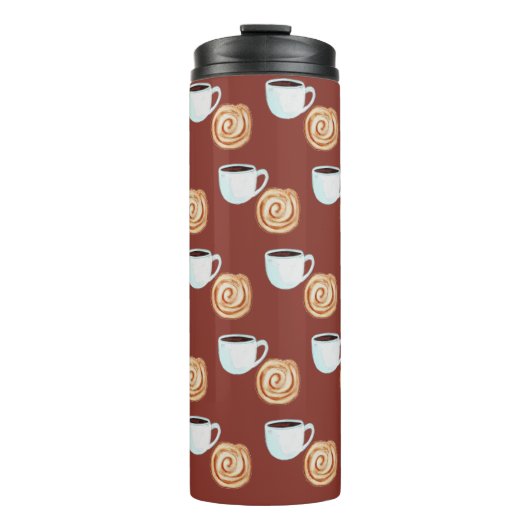 Waterverf Kaneel Bun Gebak Koffie Thermosbeker (Voorkant)