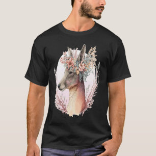 Waterverf Kangoeroe Bloemenkroon Australisch Dier T-shirt