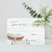 Waterverf kano meer bruiloft reactie RSVP kaartje (Staand voorkant)