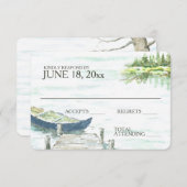 Waterverf kano meer bruiloft reactie RSVP kaartje (Voorkant / Achterkant)