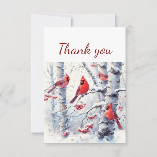 Waterverf Kardinaal Rode Vogel Wildlife Natuur Bedankkaart (Voorkant)