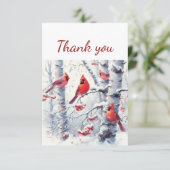 Waterverf Kardinaal Rode Vogel Wildlife Natuur Bedankkaart (Staand voorkant)