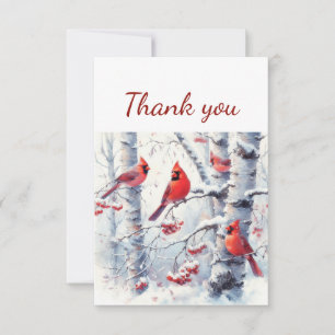 Waterverf Kardinaal Rode Vogel Wildlife Natuur Bedankkaart