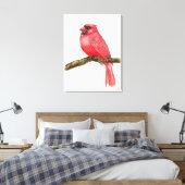 Waterverf kardinale vogels canvas afdruk (Insitu (Slaapkamer))