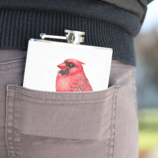 Waterverf kardinale vogels heupfles (Voorbeeld)