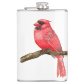 Waterverf kardinale vogels heupfles (Voorkant)