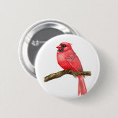 Waterverf kardinale vogels ronde button 5,7 cm (Voorkant /achterkant)