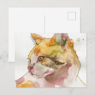 Waterverf Kat Briefkaart