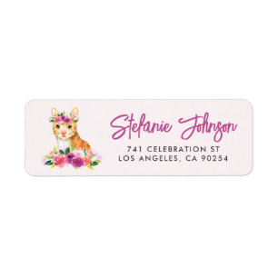 Waterverf Kat Floral Return Address Label II