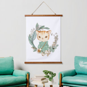 Waterverf  Kat Hangend Wandkleed