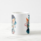 Waterverf kat in steampunk koffiemok (Center)