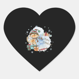 Waterverf kat op Cadeaus kerst Hart Sticker