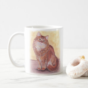 Waterverf Kat Oranje lang gefokte dierlijke koffie Koffiemok