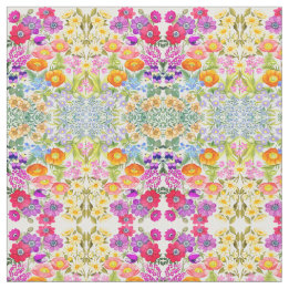 Waterverf Katoen gecomprimeerd met Floral Garden Stof