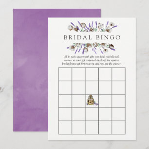 Waterverf Katoen Lavendel Bruiloft Bingo Kaart