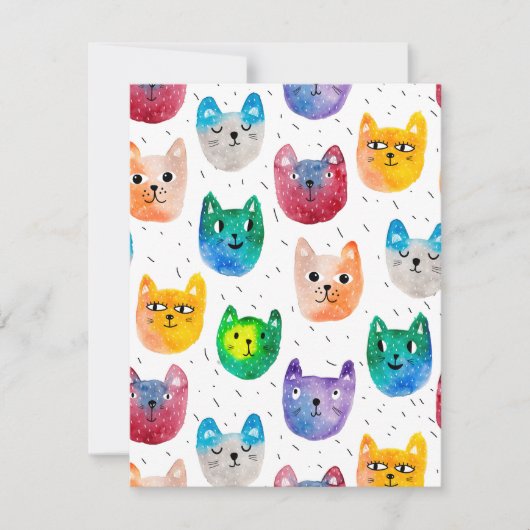 Waterverf katten en vrienden bedankkaart (Voorkant)