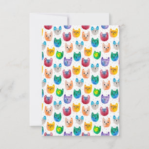 Waterverf katten en vrienden bedankkaart