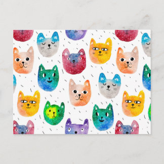 Waterverf katten en vrienden briefkaart