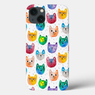 Waterverf katten en vrienden iPhone 13 hoesje
