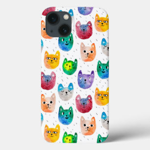 Waterverf katten en vrienden iPhone 13 hoesje