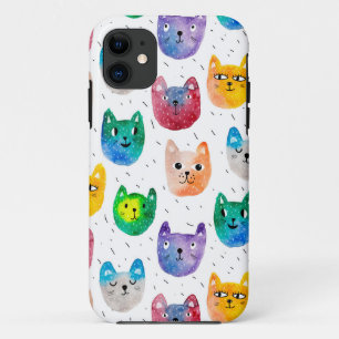Waterverf katten en vrienden iPhone 11 hoesje