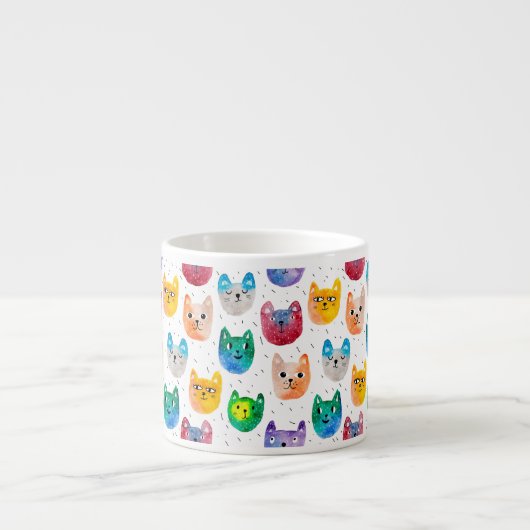 Waterverf katten en vrienden espresso kop (Voorkant)