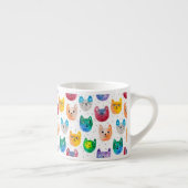Waterverf katten en vrienden espresso kop (Rechts)