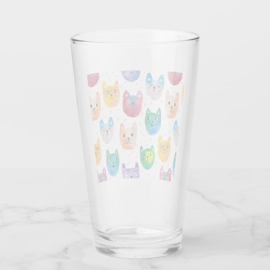 Waterverf katten en vrienden glas (Achterkant)