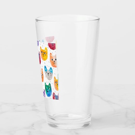 Waterverf katten en vrienden glas (Links)