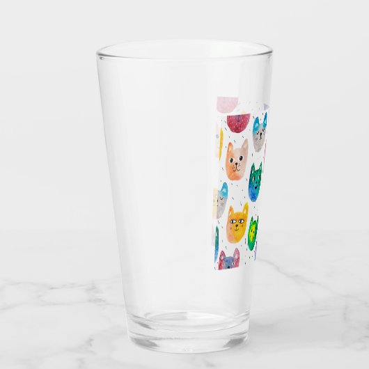 Waterverf katten en vrienden glas (Rechts)