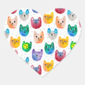 Waterverf katten en vrienden hart sticker (Voorkant)
