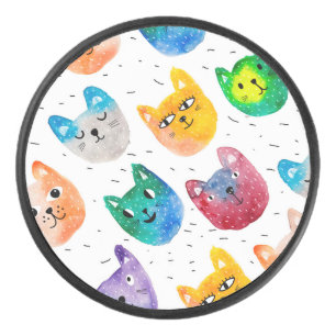 Waterverf katten en vrienden hockey puck