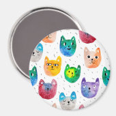 Waterverf katten en vrienden magneet (Voorkant / Achterkant)